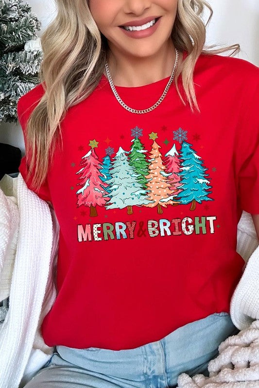 Colorful Christmas Trees Graphic Tee