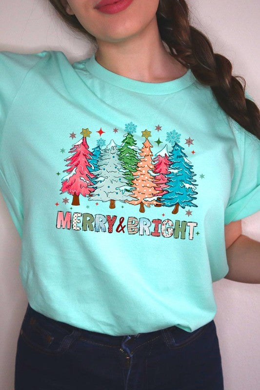 Colorful Christmas Trees Graphic Tee