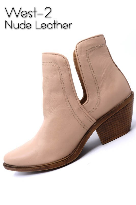 Western Style Cut Out Leather Booties
