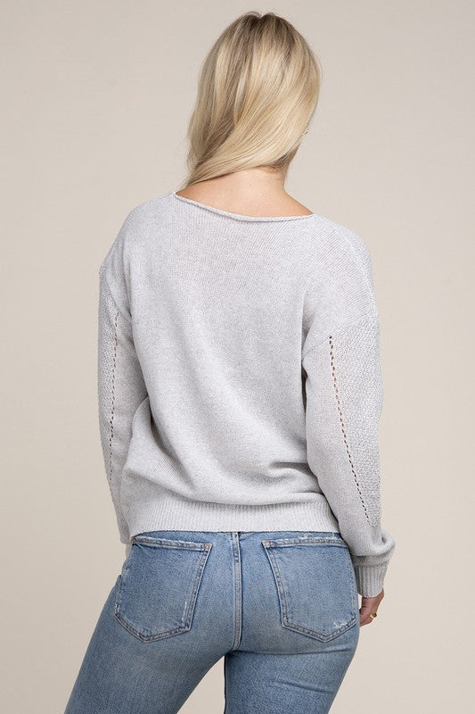 Solid Pointelle Knit Top