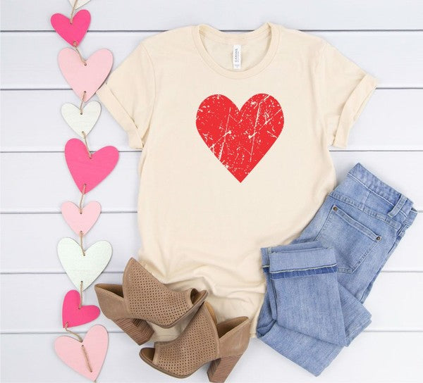 Distressed Red Valentine Heart Graphic Tee
