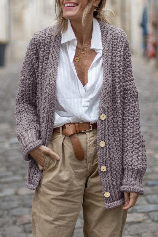chunky cable knit oversize cardigan