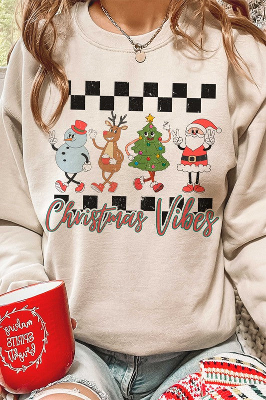 CHECKER CHRISTMAS VIBES Graphic Sweatshirt