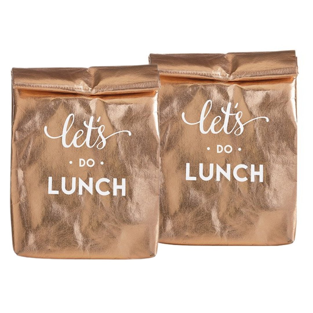 Let's Do Lunch Washable Paper Insulated Bag in Rose Gold | Pack of 2