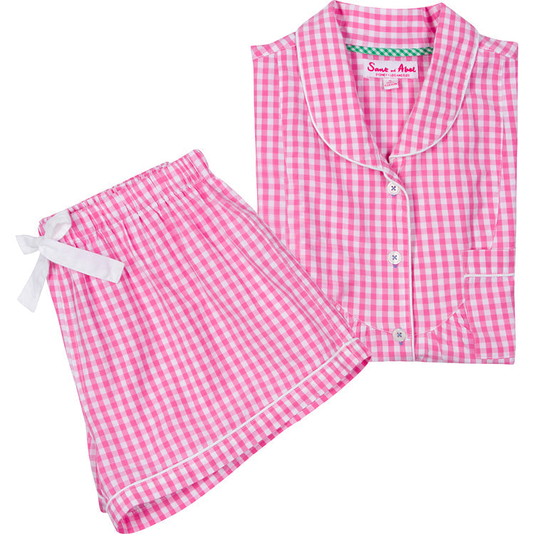 Women's Hepburn Gingham Pink Short PJ Set
